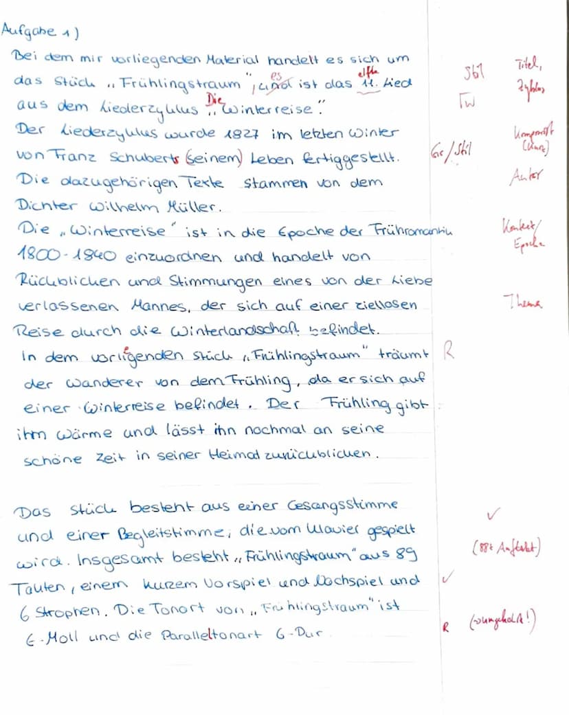 Musik und Sprache im Kunstlied „Frühlingstraum“
Zur Entstehung des Werks:
Franz Schubert (1797-1827) komponierte dieses Lied für seinen Zykl