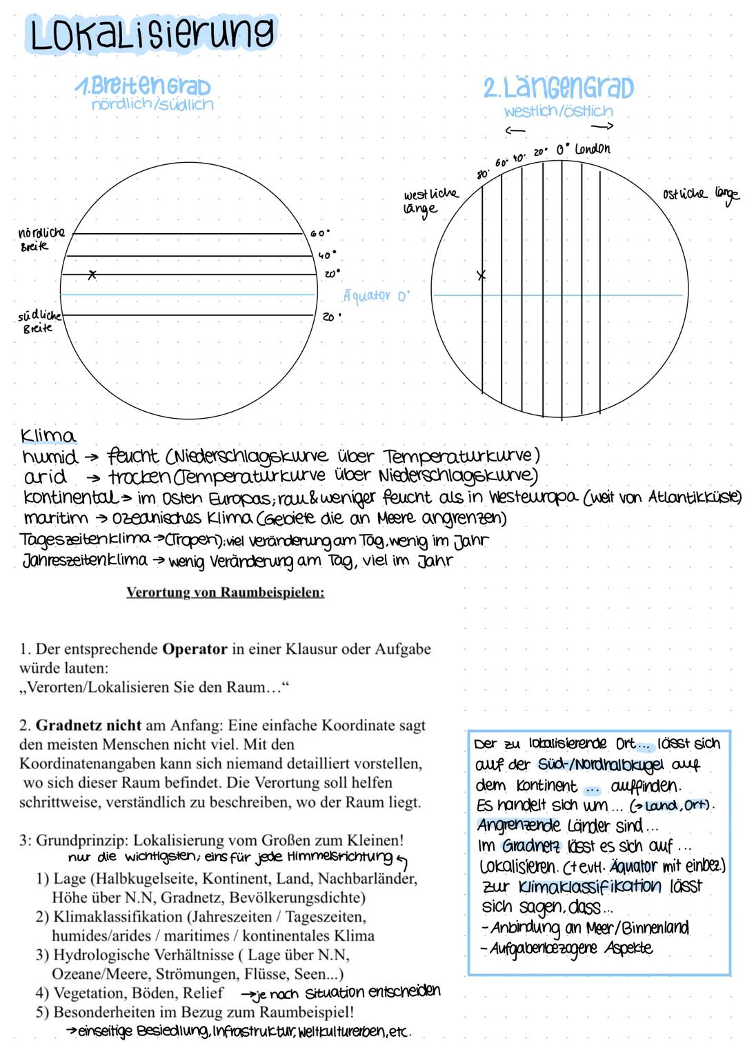 LOKALisierung
1.Breiten Grab
nördlich/südlich
nördliche
Breite
südliche
Breite
*
60
40
20°
20'
westliche
länge
Aquator Q'
Klima
humid →
feuc