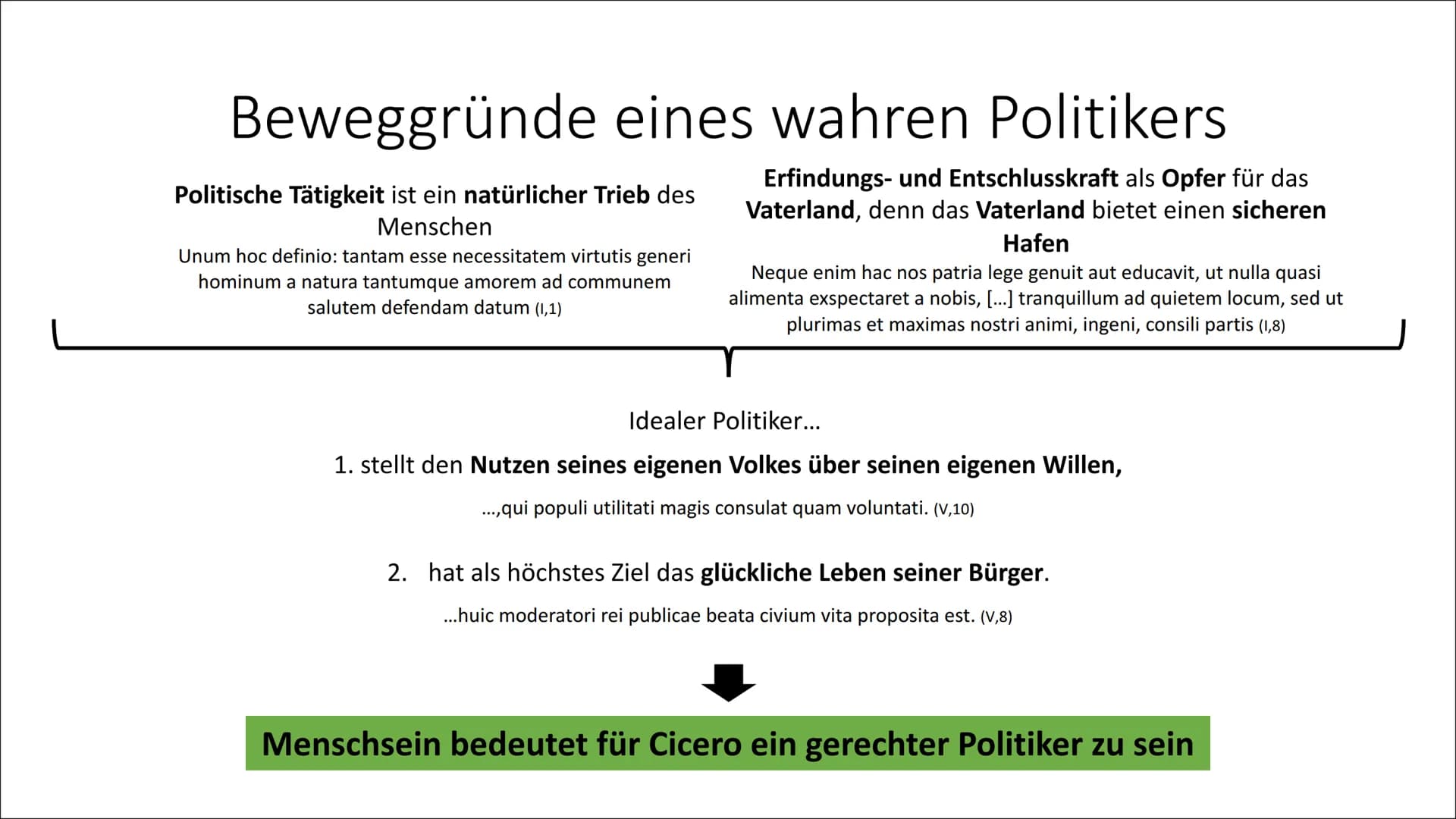 Das wahre Wesen eines
Politikers
Cicero - De re publica
Moritz Huber (LA LK 1) Übersicht
1. Beweggründe eines wahren Politikers
2. Ciceros E