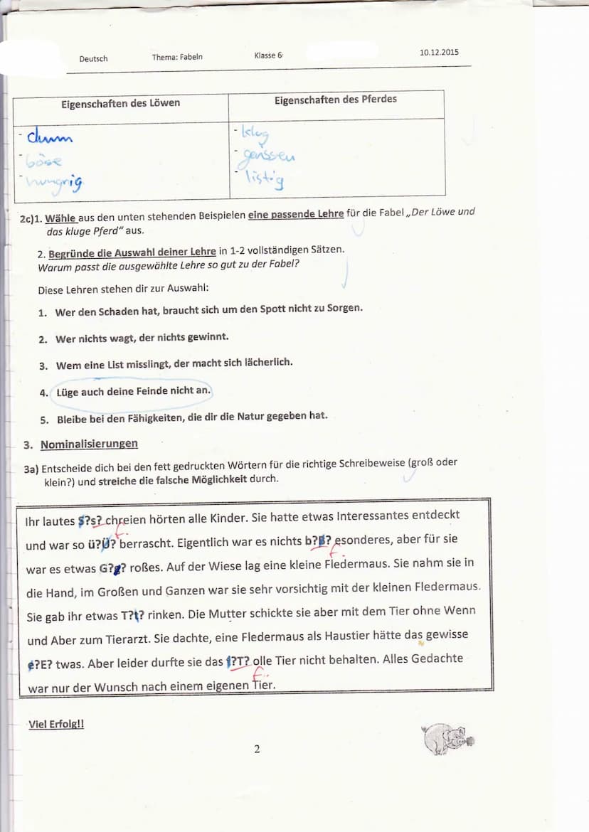 IRIR
17145
IZ
17
3. Deutscharbeit
Kat-Mr Tiere
-Tiere verhalten sich wie Menschen.
- einer Gewinnt einer Verliert.
1.6) Überschrift
Q.
Argun