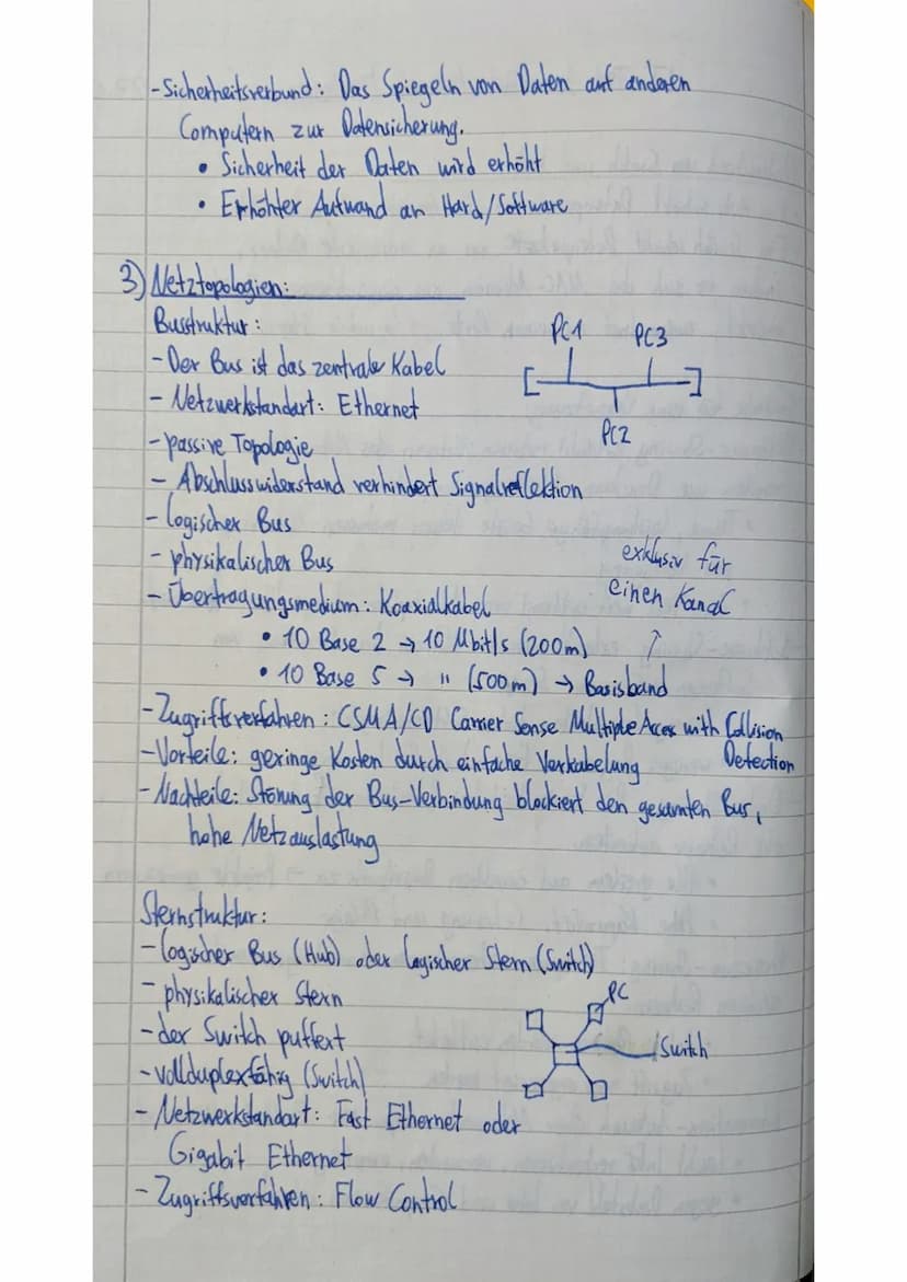 1) Unterschied von Switch und Hub:
- Ein Hub Schickt Datenpakete an alle Geräte → logischer Hub.
- Ein Switch schickt Datenpakete
nur an adr