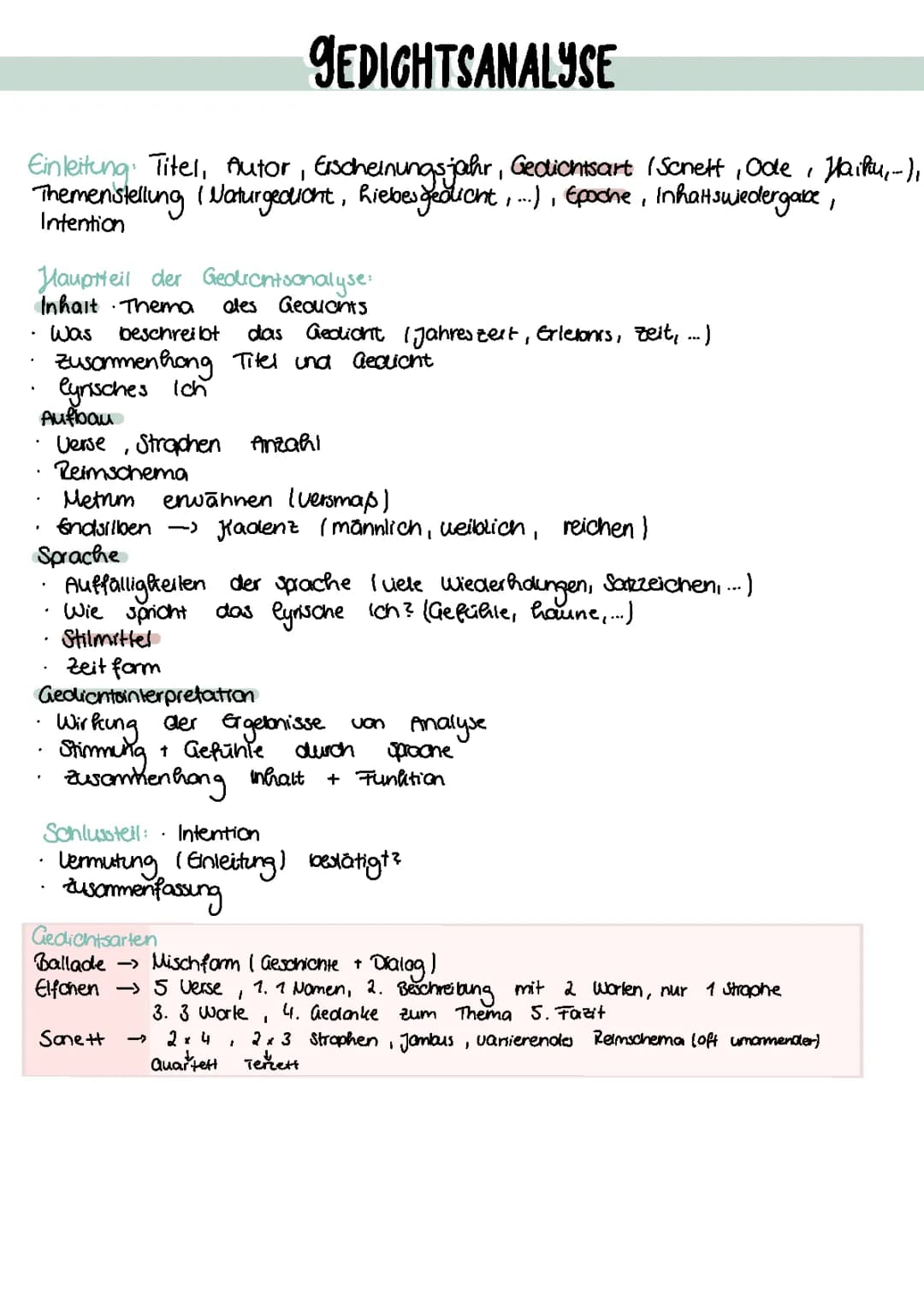 Gedichtsanalyse Abitur LK, Stilmittel, Epochen