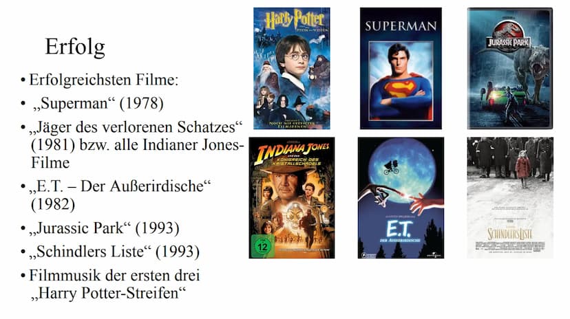 John Williams Werdegang
1932 in New York geboren
Vater: Orchestermusikers
• Mit drei Jahren lernte er Notenlesen
1955 besuchte die Juilliard