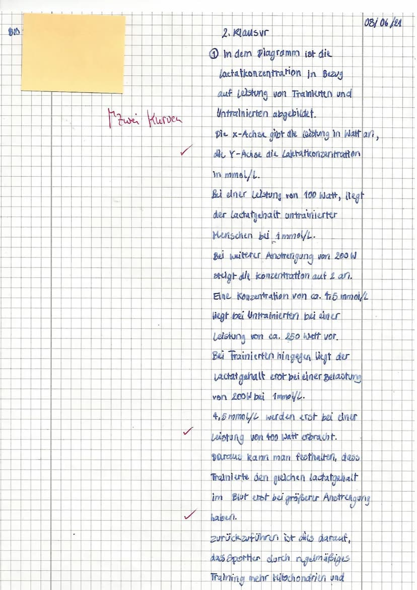 Name:
Laktat
[mmol/
Arbeitsmaterialien zu Aufgabe 1: Anpassungen an körperliche Anstrengungen
Material A: Laktatleistungskurven
5
4
3
2
4.
1