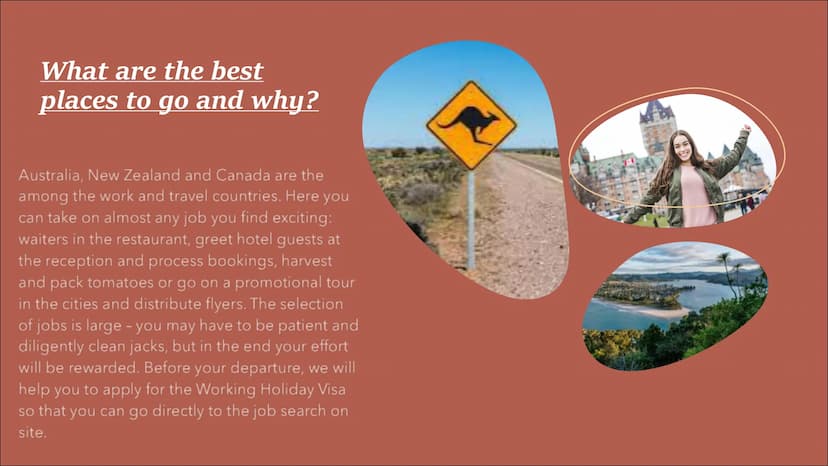 work and travel
WORK
AND
TRAVEL
LIVE
TRAVEL
ADVENTURE Table of contents
-what is "work and travel"?
-what are the best places
to go and why?