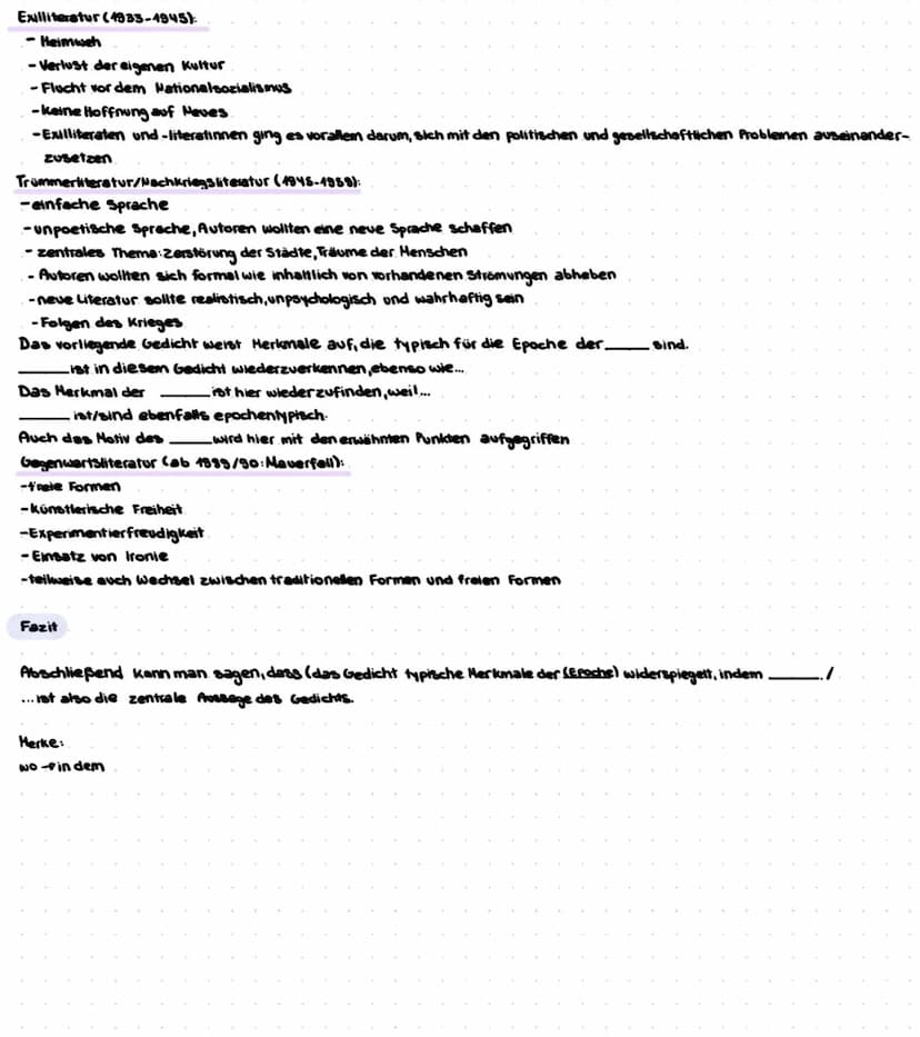 EINE GEDICHTSANALYSE
Einleitung
_"von
aus dem Jahr
das aus der Epoche der
-stammt, handelt von
Das Gedicht..
+ Deutungshypothese in Bezug au