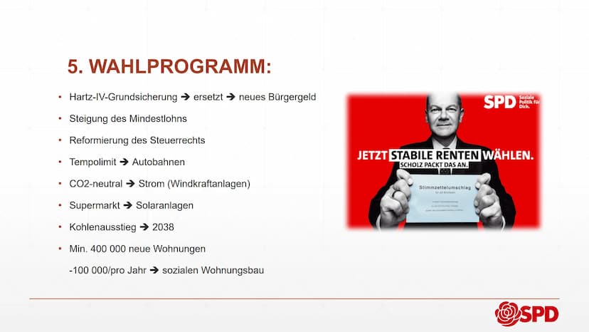 @SPD
Sozialdemokratische
Partei Deutschlands
Von INHALTSVERZEICHNIS:
1. Allgemeine Informationen
2.
Geschichte
3. Mitglieder
4. Olaf Scholz
