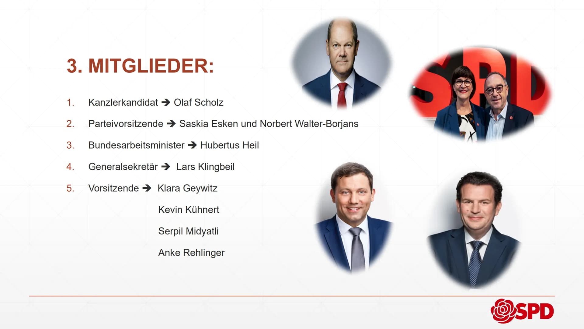 @SPD
Sozialdemokratische
Partei Deutschlands
Von INHALTSVERZEICHNIS:
1. Allgemeine Informationen
2.
Geschichte
3. Mitglieder
4. Olaf Scholz
