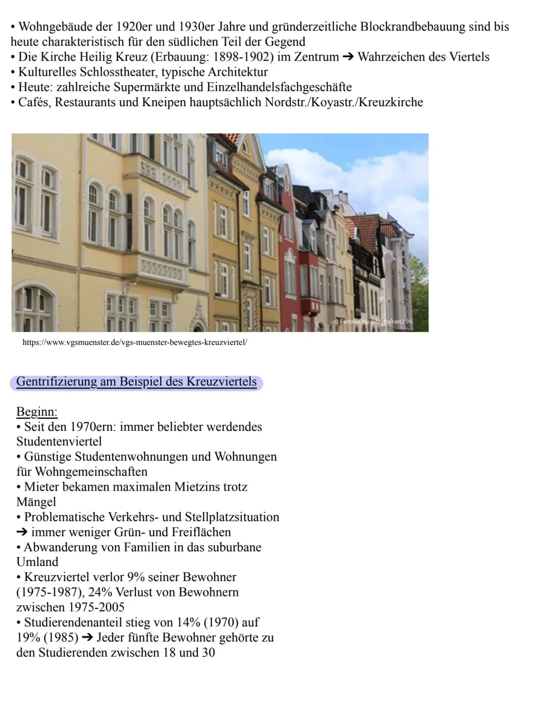Kann man eine Gentrifizierung im Kreuzviertel in
Münster erkennen?
Was ist Gentrifizierung?
• Veränderungsprozesse in innerstädtischen Viert