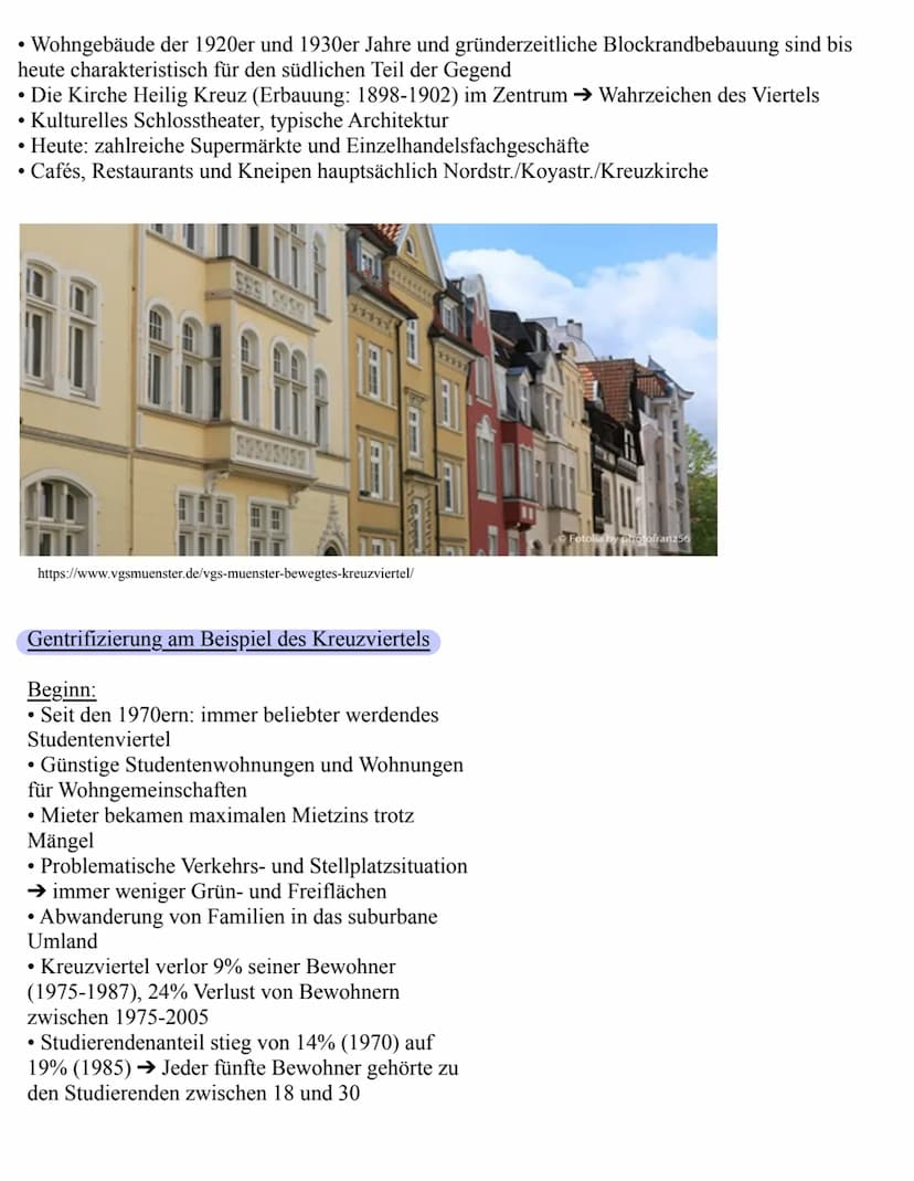 Kann man eine Gentrifizierung im Kreuzviertel in
Münster erkennen?
Was ist Gentrifizierung?
• Veränderungsprozesse in innerstädtischen Viert