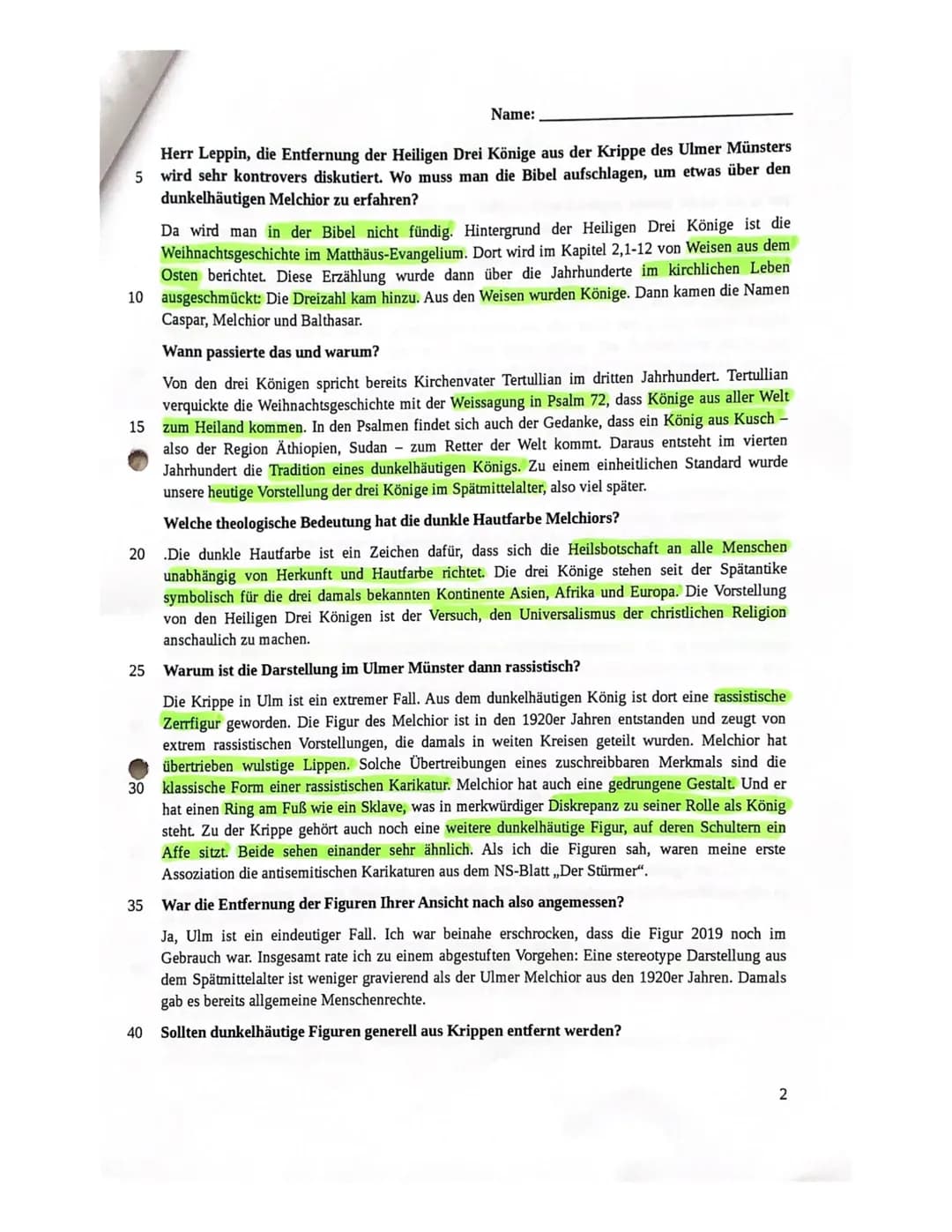 10relrk1
Aufgaben:
2. Kursarbeit
Name:
1. Stellen Sie das biblische Menschenbild aus Genesis 1 dar.
2. Arbeiten Sie aus M1 die kirchengeschi