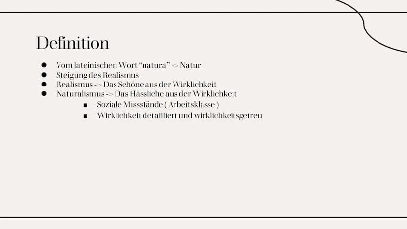 Naturalismus
Eine Epoche aus dem 19. Jahrhundert Inhaltsverzeichnis
01
Einleitung
Definition über die Epoche, was
versteht man überhaupt dar