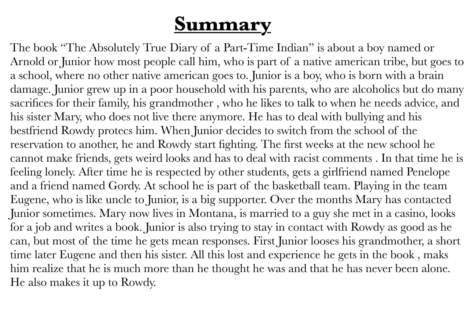 The Absolutely True Diary of a Part-Time
Indian by Sherman Alexie
RESERVATION RD
STOP
Sherman Alexie
The Absolutely True Diary
of a Part-Tim