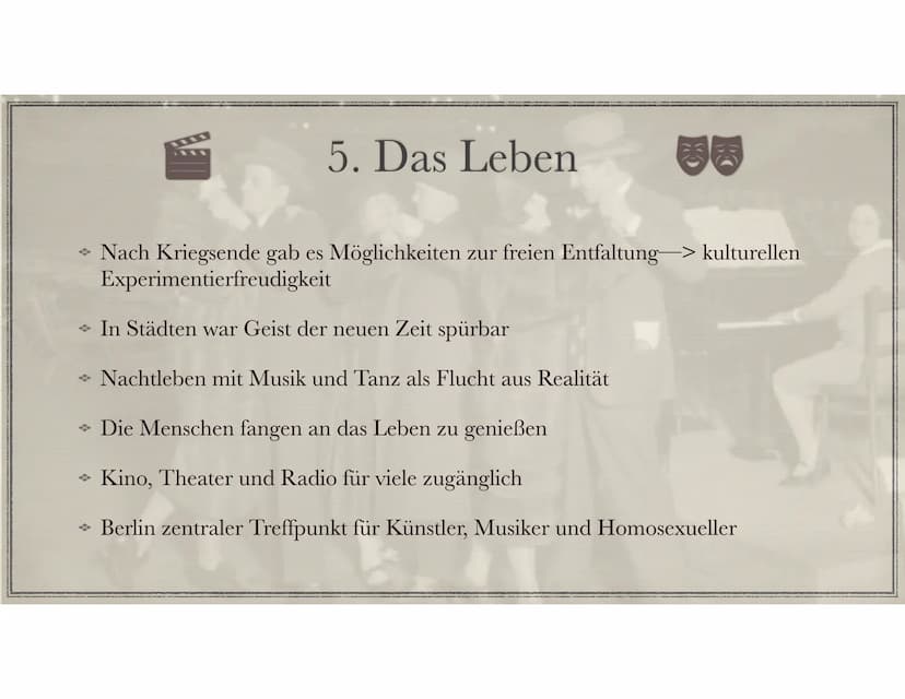 Die Goldenen Zwanziger
Sein oder Schein? 1. Allgemeines
1.1. Zeitstrahl
2.Vorgeschichte und Entwicklung
3. Wirtschaft
3.1. Erfindungen
4. Po