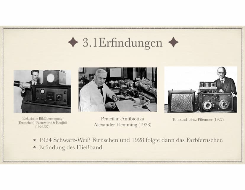 Die Goldenen Zwanziger
Sein oder Schein? 1. Allgemeines
1.1. Zeitstrahl
2.Vorgeschichte und Entwicklung
3. Wirtschaft
3.1. Erfindungen
4. Po