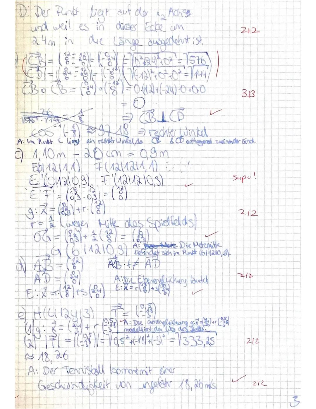 Nam
2. Klausur Mathematik Q2 | Kna
Aufgabe 1 Orthogonalität von Vektoren (4+2=6 Punkte)
Prüfungsteil A (ohne Hilfsmittel); Zelt: maximal 45 