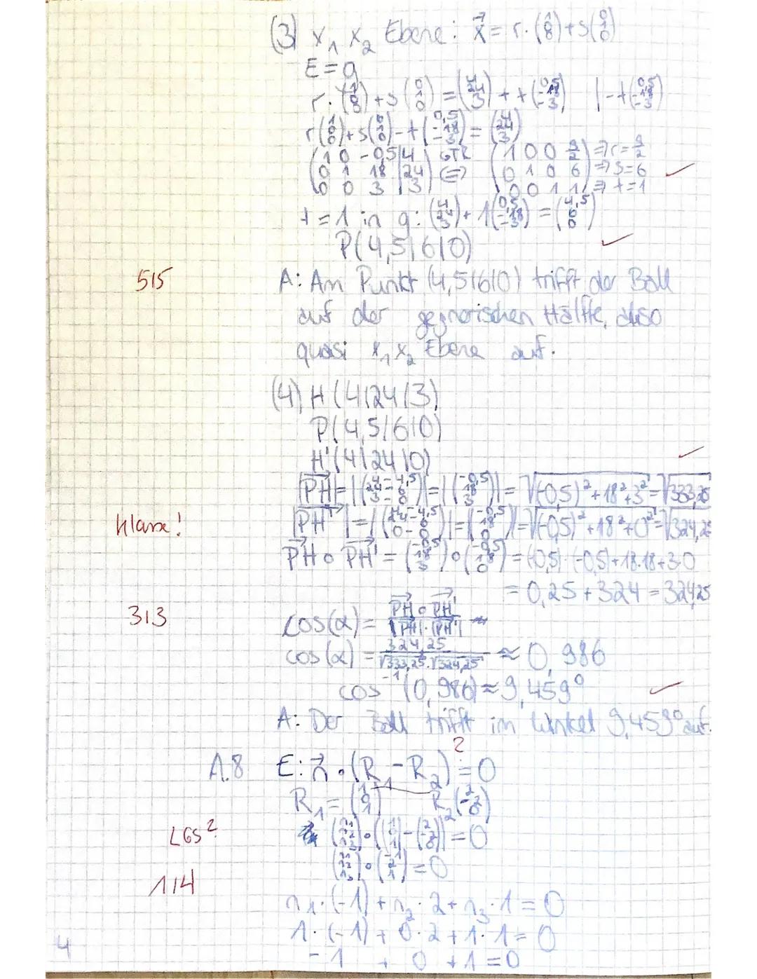 Nam
2. Klausur Mathematik Q2 | Kna
Aufgabe 1 Orthogonalität von Vektoren (4+2=6 Punkte)
Prüfungsteil A (ohne Hilfsmittel); Zelt: maximal 45 