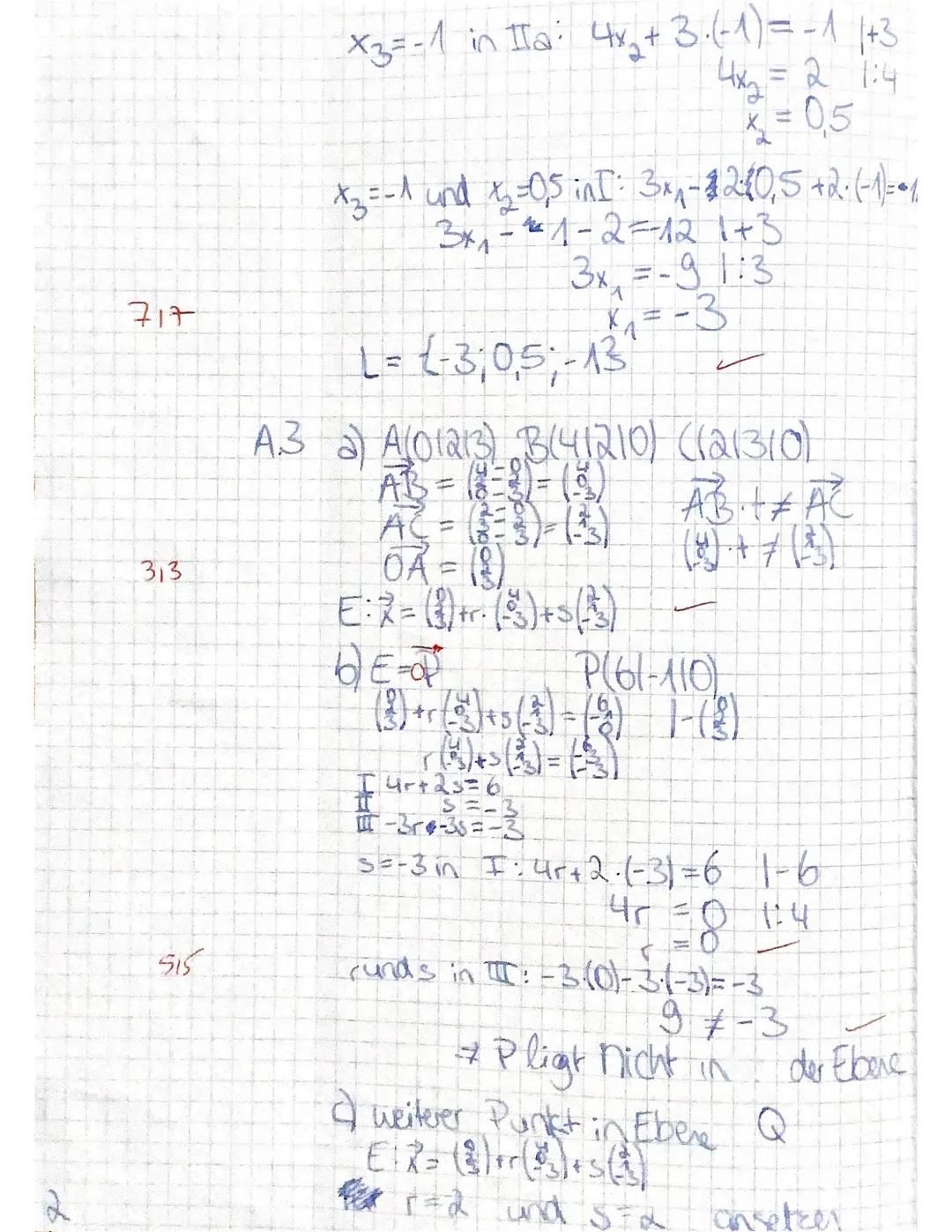 Nam
2. Klausur Mathematik Q2 | Kna
Aufgabe 1 Orthogonalität von Vektoren (4+2=6 Punkte)
Prüfungsteil A (ohne Hilfsmittel); Zelt: maximal 45 