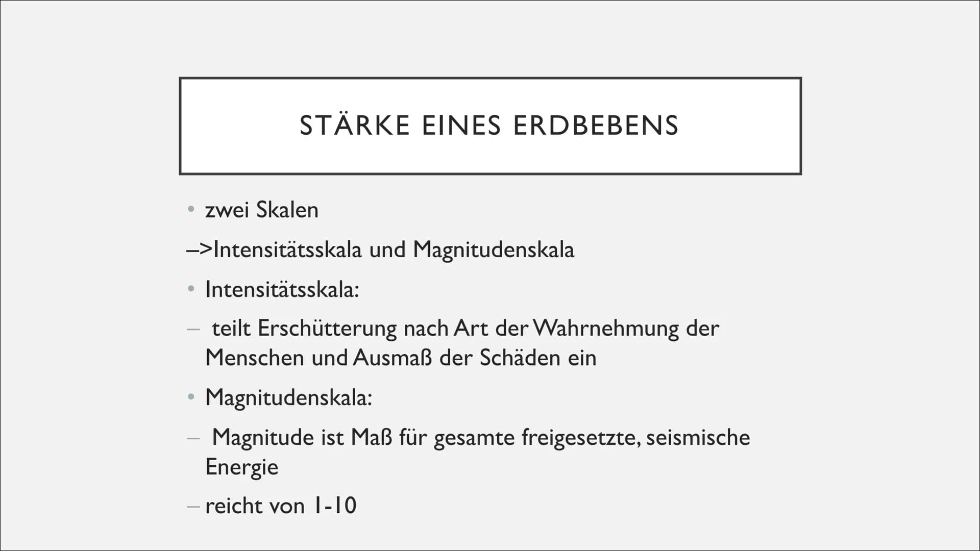 GEFÄHRDUNG VON
LEBENSRÄUMEN
Erdbeben • Definition
●
Erdbeben
• Scherbruch-
●
Hypothese
Entstehung
eines Erdbebens
●
INHALTSVERZEICHNIS
• Pla