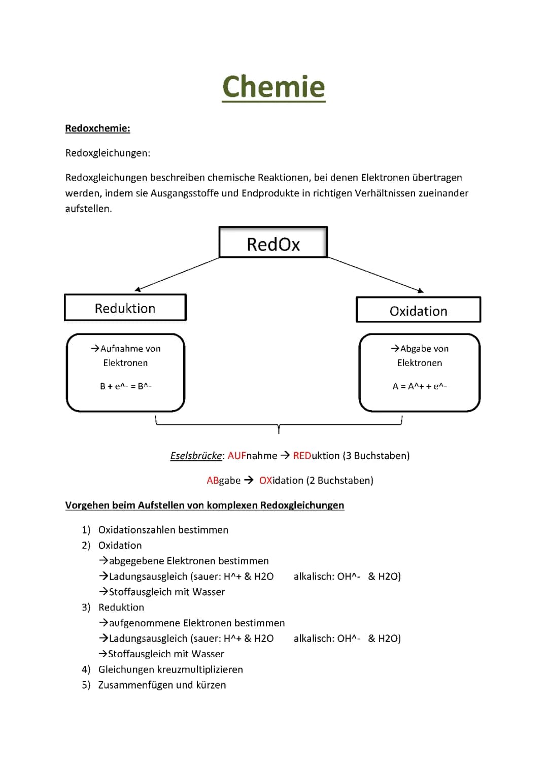 Redox-Chemie und Galvanische Zelle