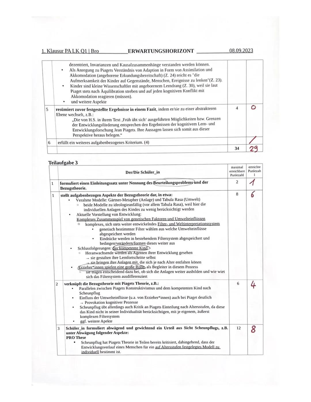 1. Klausur PA LK Q1
Aufgaben
Entwicklungstheorie_
Name:
08.09.2023
1. Formulieren Sie die grundlegende Position Gabriele Haug-Schnabels aus 