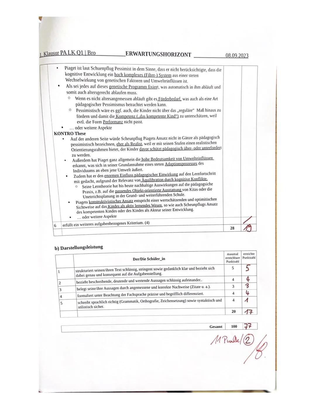 1. Klausur PA LK Q1
Aufgaben
Entwicklungstheorie_
Name:
08.09.2023
1. Formulieren Sie die grundlegende Position Gabriele Haug-Schnabels aus 