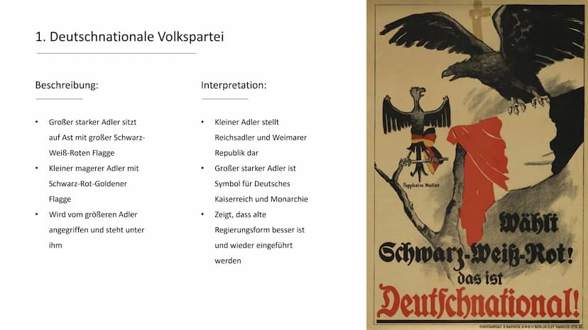Rechtsradikale Parteien
1. Deutschnationale Volkspartei
2. Nationalsozialistische Deutsche
Arbeiterpartei 1. Deutschnationale Volkspartei
1.
