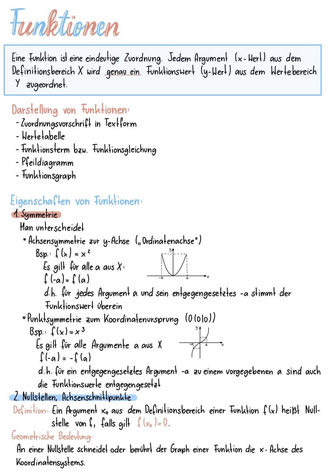 Funktionen
Eine Funktion ist eine eindeutige Zuordnung. Jedem Argument (x-Wert) aus dem
Definitionsbereich X wird genau ein Funktionswert ly