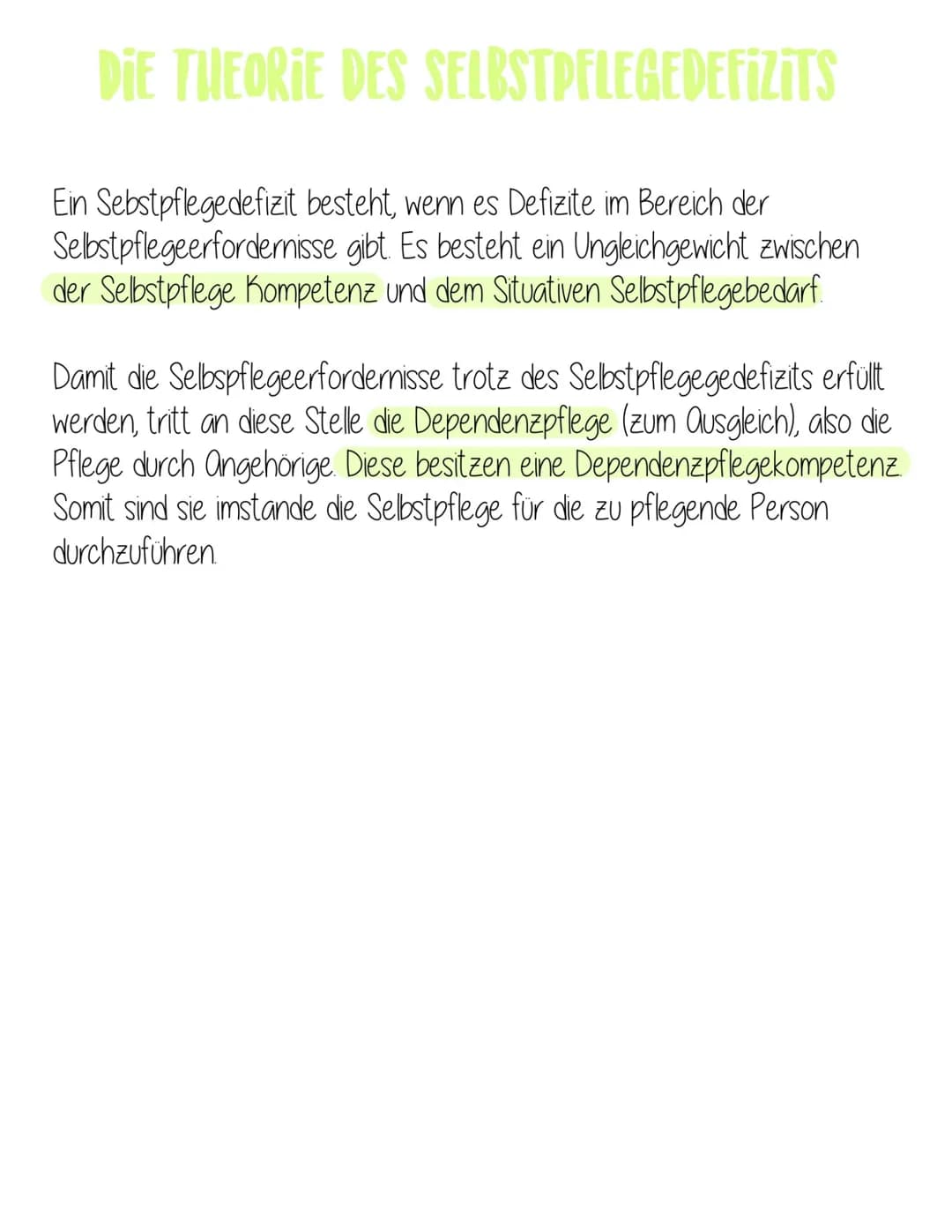 Das Pflegemobell nach DOROTHEA ORem
Das Pflegemittel setzt sich aus 3 Teiltheorie zusammen
Die Theorie der Selbstpflege
Die Theorie des Selb