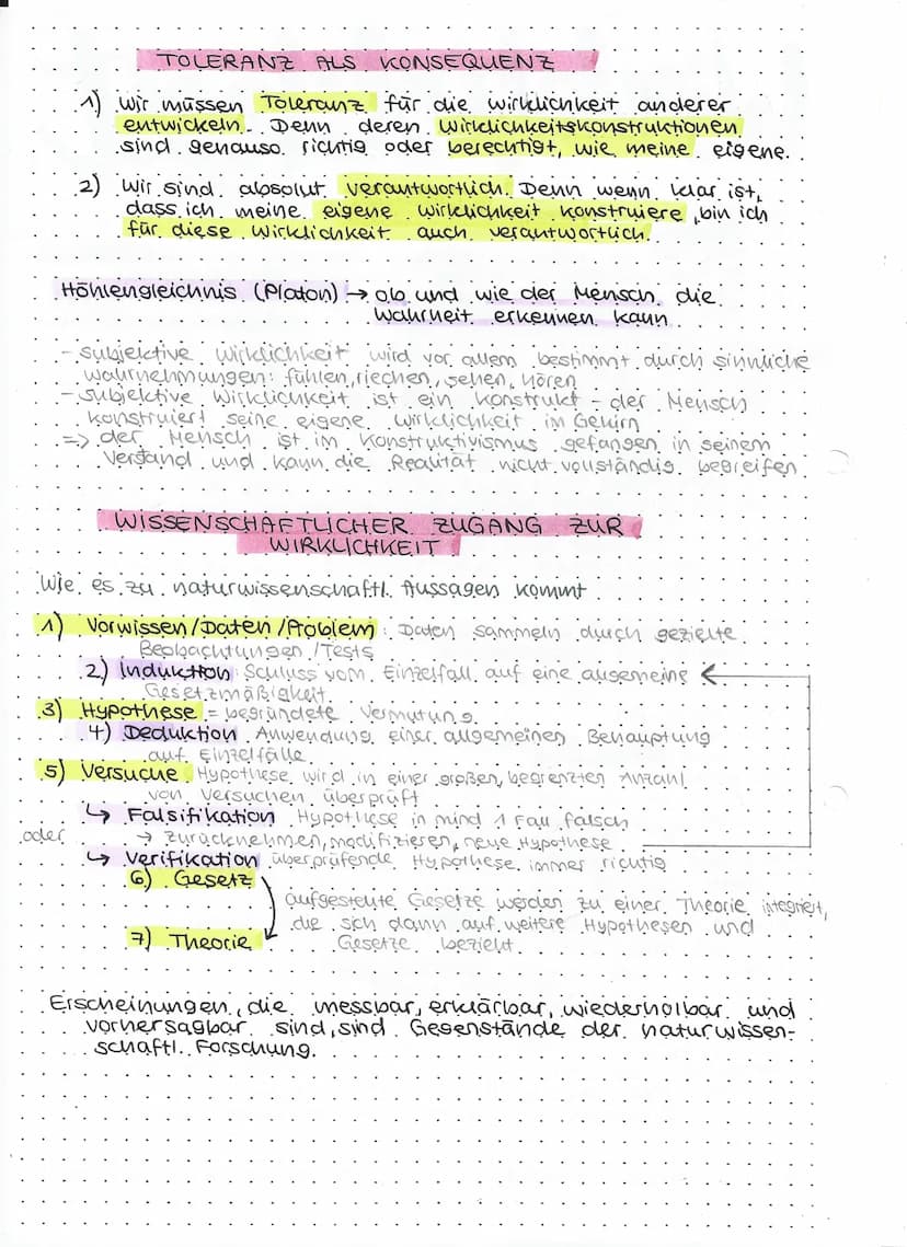 Wirklichkeit
abhängig vom Betrachter
vielfältig, es gibt versch, Quellen zur Erkenntnis der Wirklichkeit
nicht nur die Wissenschaft allein, 