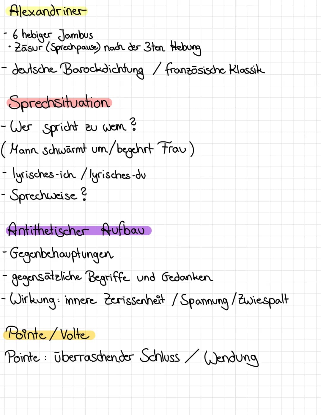 Die Struktur für eine Gedichtsanalyse
Einleitung
- Autor
- Erscheinungsjahr
- Art des Gedichts
- Worum geht es ?
- Sonett?/Strophen? / Alexa