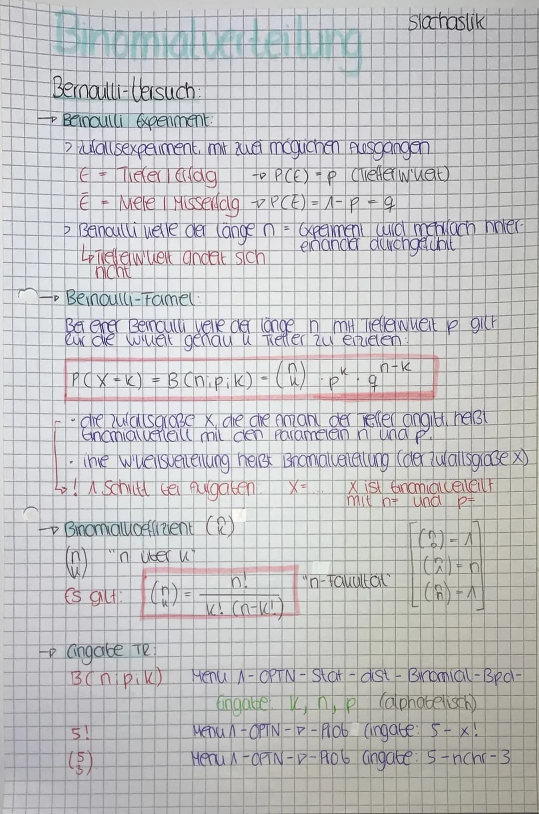 "D
Bernoulli-Versuch:
→ Bernoulli Experiment:
2 Zufallsexperiment, mit zwei mcgüchen Ausgangen
E = Tiefer fridg
- P(E) =P (Tieffer what)
€ =