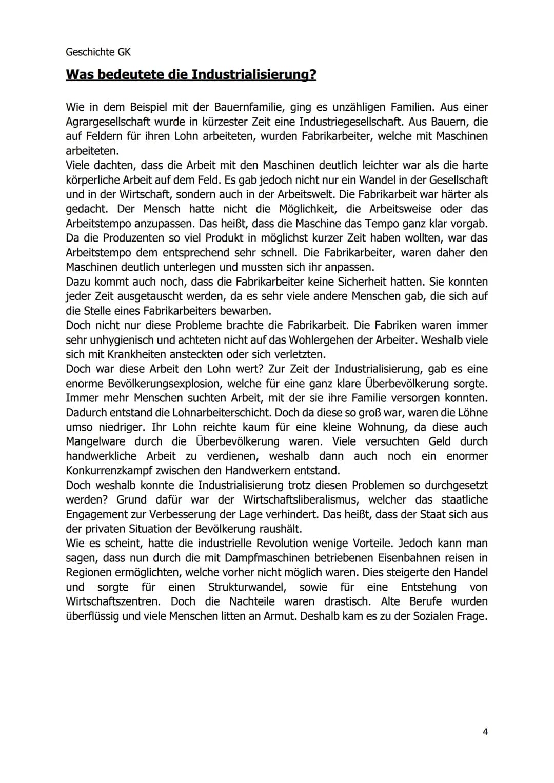 Geschichte GK
Die Auswirkungen der
Industrialisierung und
die Soziale Frage
Existierte Kinderarbeit nur zur Zeit der
Industrialisierung?
1 G