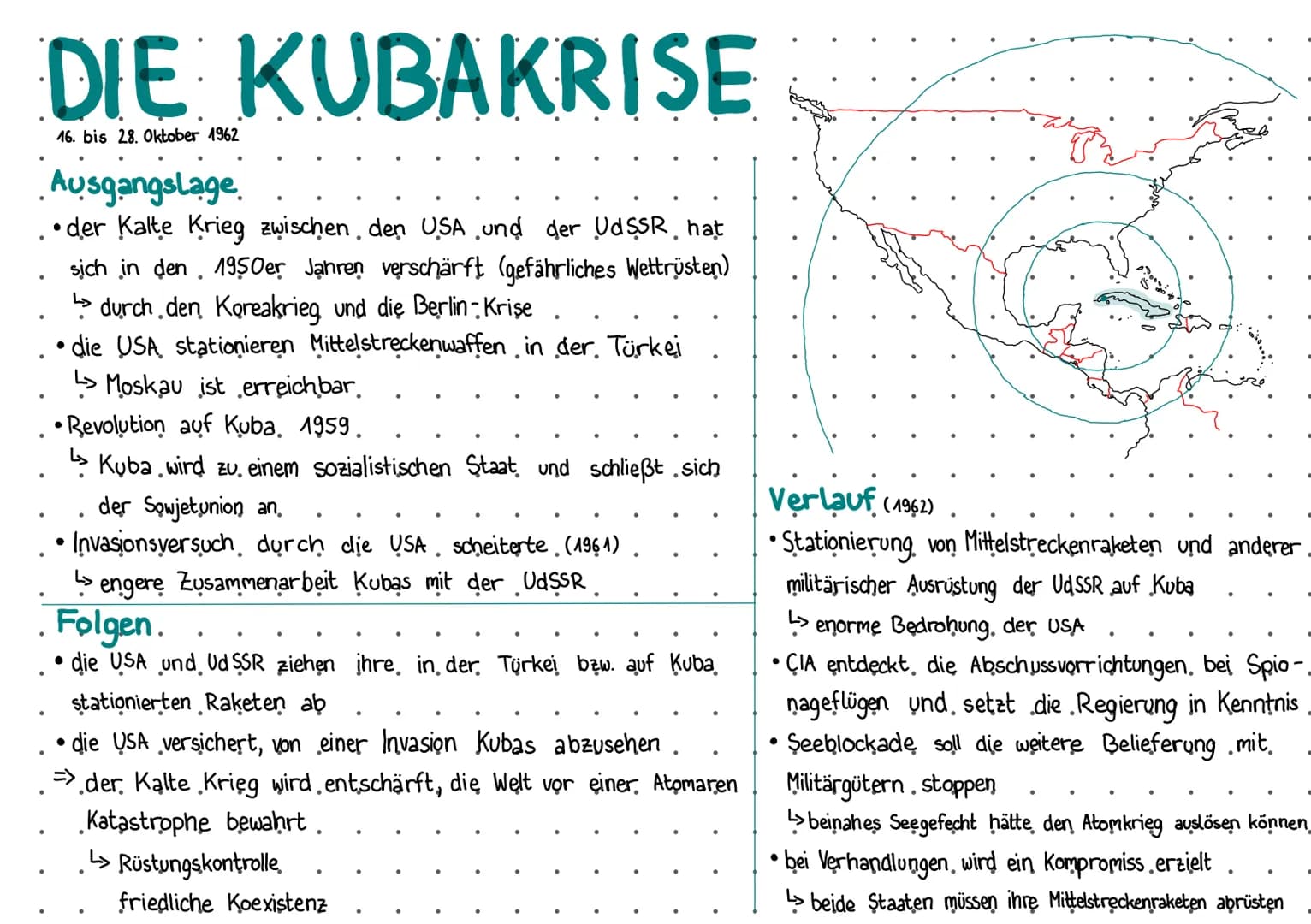 DIE KUBAKRISE
16. bis 28. Oktober 1962
Ausgangslage
• der Kalte Krieg zwischen den USA und der UdSSR¸ haṭ
sich in den 1950er Jahren verschär