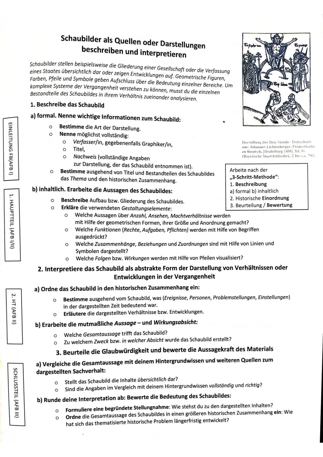 EINLEITUNG FB(AFB I)
1. HAUPTTEIL (AFB I/II)
2. HT (AFB II)
SCHLUSSTEIL (AFB III)
Schaubilder stellen beispielsweise die Gliederung einer Ge