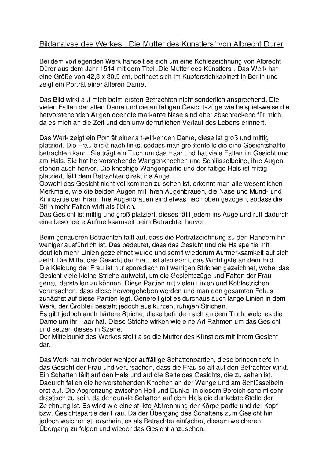 „Die Mutter des Künstlers“ 1514 von Albrecht Dürer