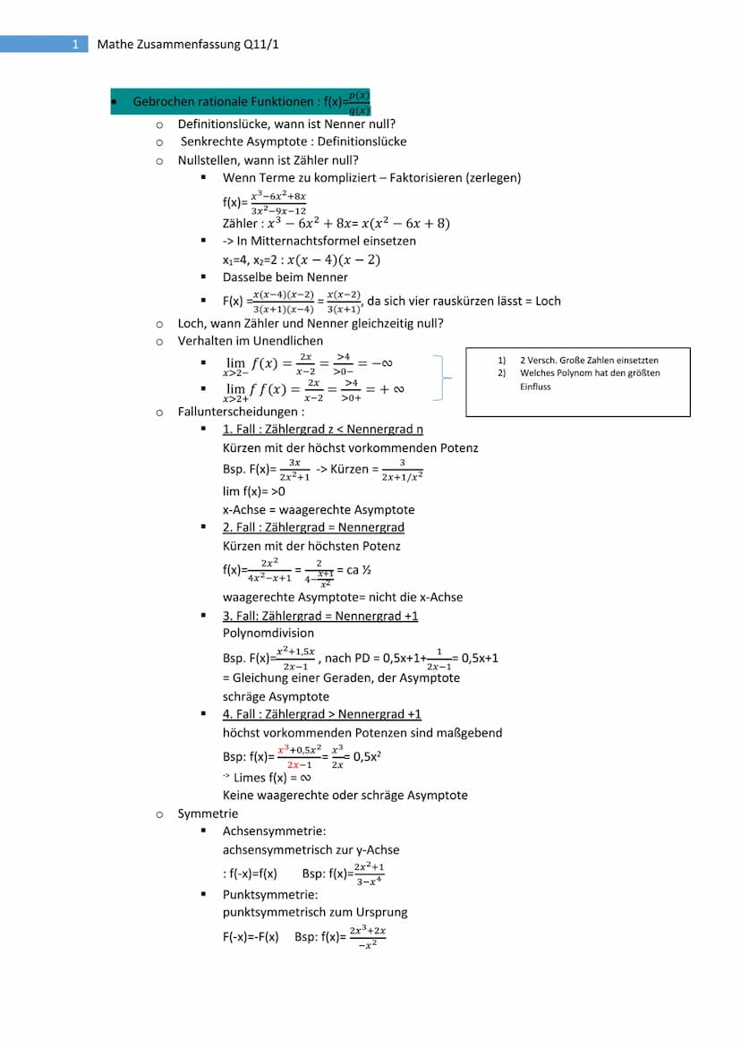 2 Mathe Zusammenfassung Q11/1
Lokales und globales Differenzieren
Differenzquotient/ mittlere Änderungsrate
Durchschnittliche Steigung zwisc