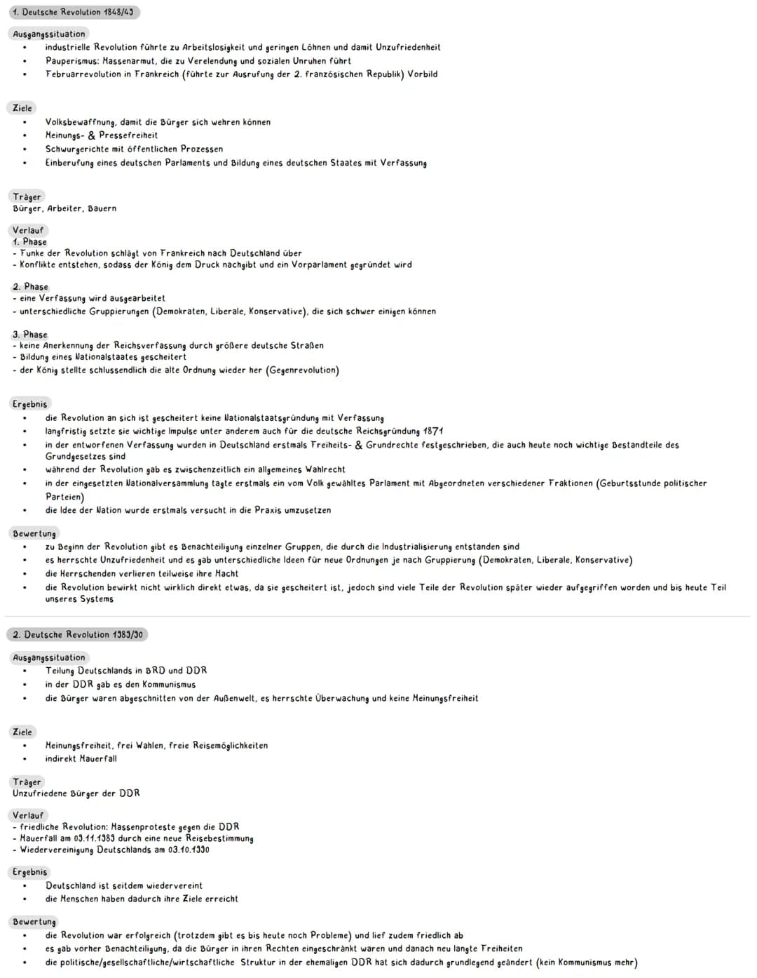 Gemeinschaftskunde
Lernzettel Klausur 1
2021
Definition
• Eine schnelle, radikale Veränderung der gegebenen (politischen, sozialen, ökonomis