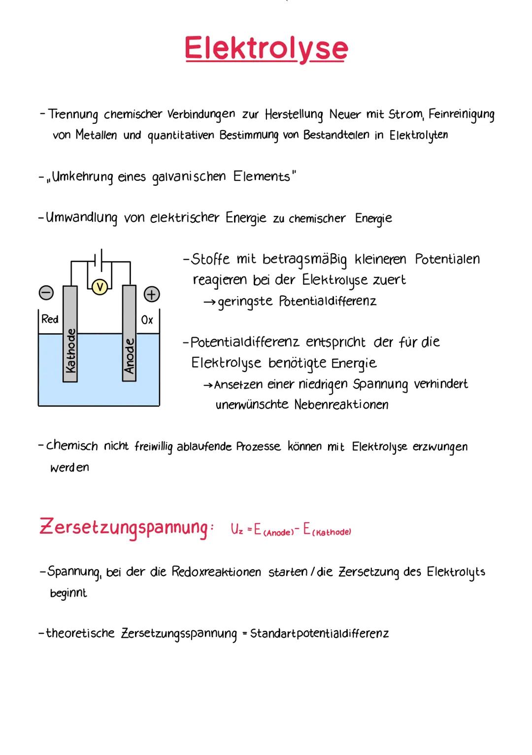 # Elektrolyse

- Trennung chemischer Verbindungen zur Herstellung Neuer mit Strom, Feinreinigung
von Metallen und quantitativen Bestimmung v