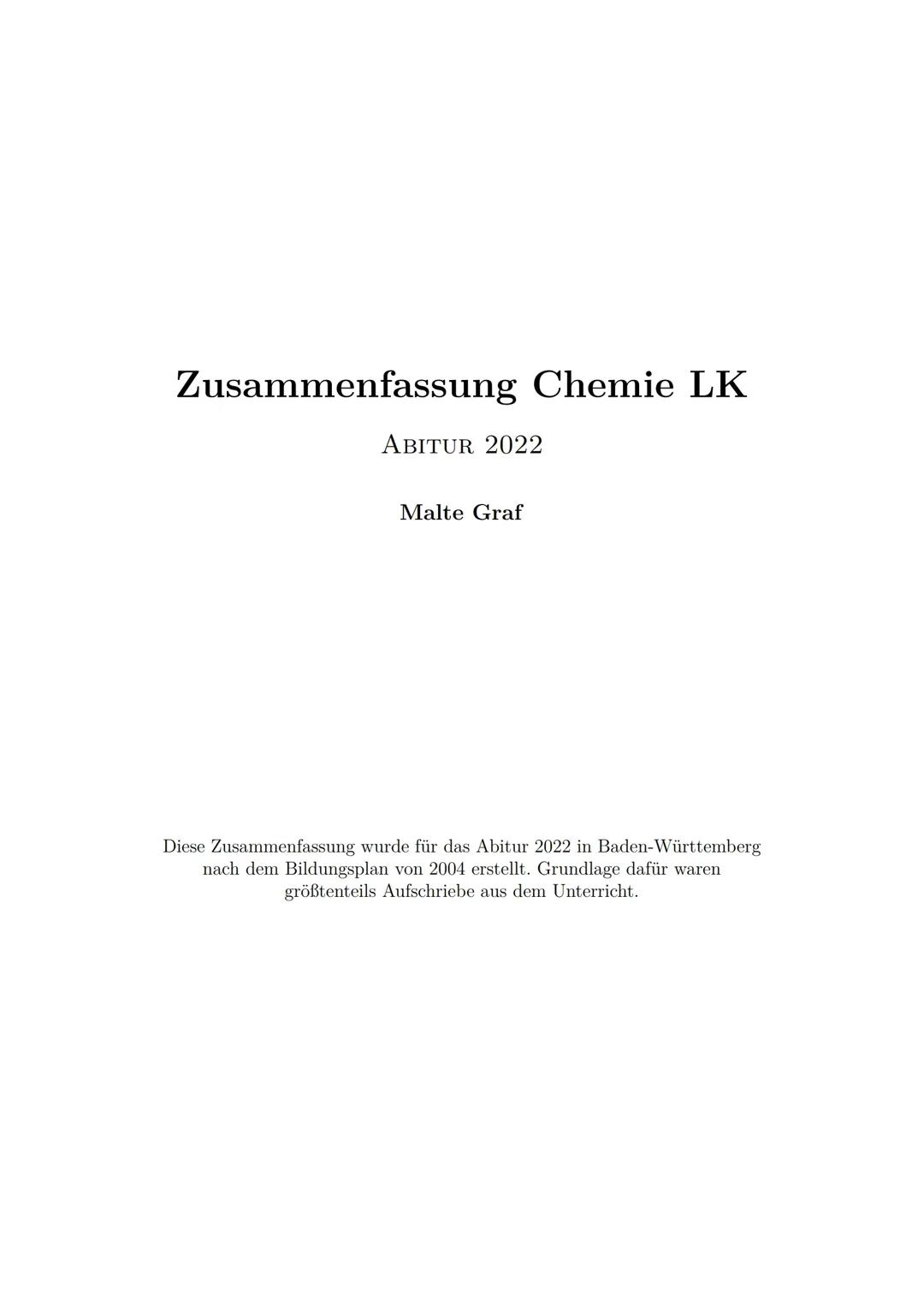 Chemie Abitur BW 2024: Aufgaben, Zusammenfassungen & was du wissen musst!