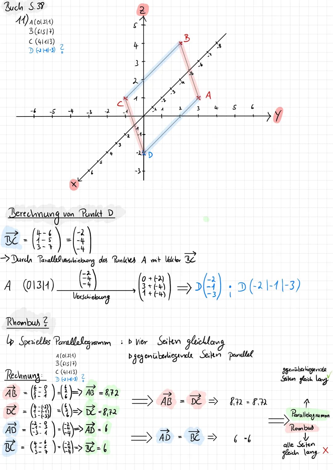 Buch
5.36-37
Nr. 6-9
DER BETRAG EINES VEKTORS
6a) (a): Tal
b) (₁2²) · |à | = √5² + 12²
c) (3²) = -√3)²+(-5)² =√34
= 5,83
d) (²) ·|à | = -√5²