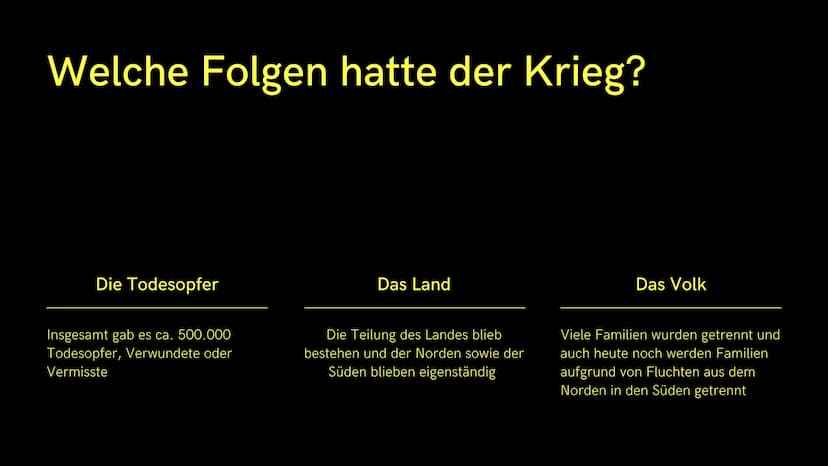 1950-1953
- Der Koreakrieg Der
Koreakrieg
Das passierte von 1950 - 1953
und so beeinflusste es das Leben
der Menschen
1. Allgemeines
2. Wie 