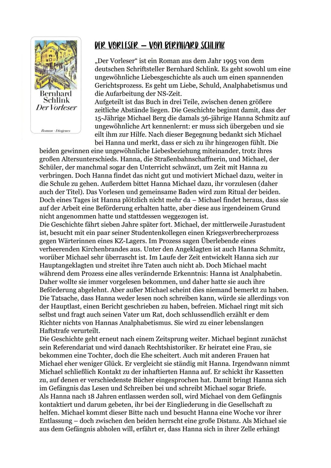 Bernhard
Schlink
Der Vorleser
DER VORLESER-VON BERNHARD SCHLINK
„Der Vorleser" ist ein Roman aus dem Jahr 1995 von dem
deutschen Schriftstel