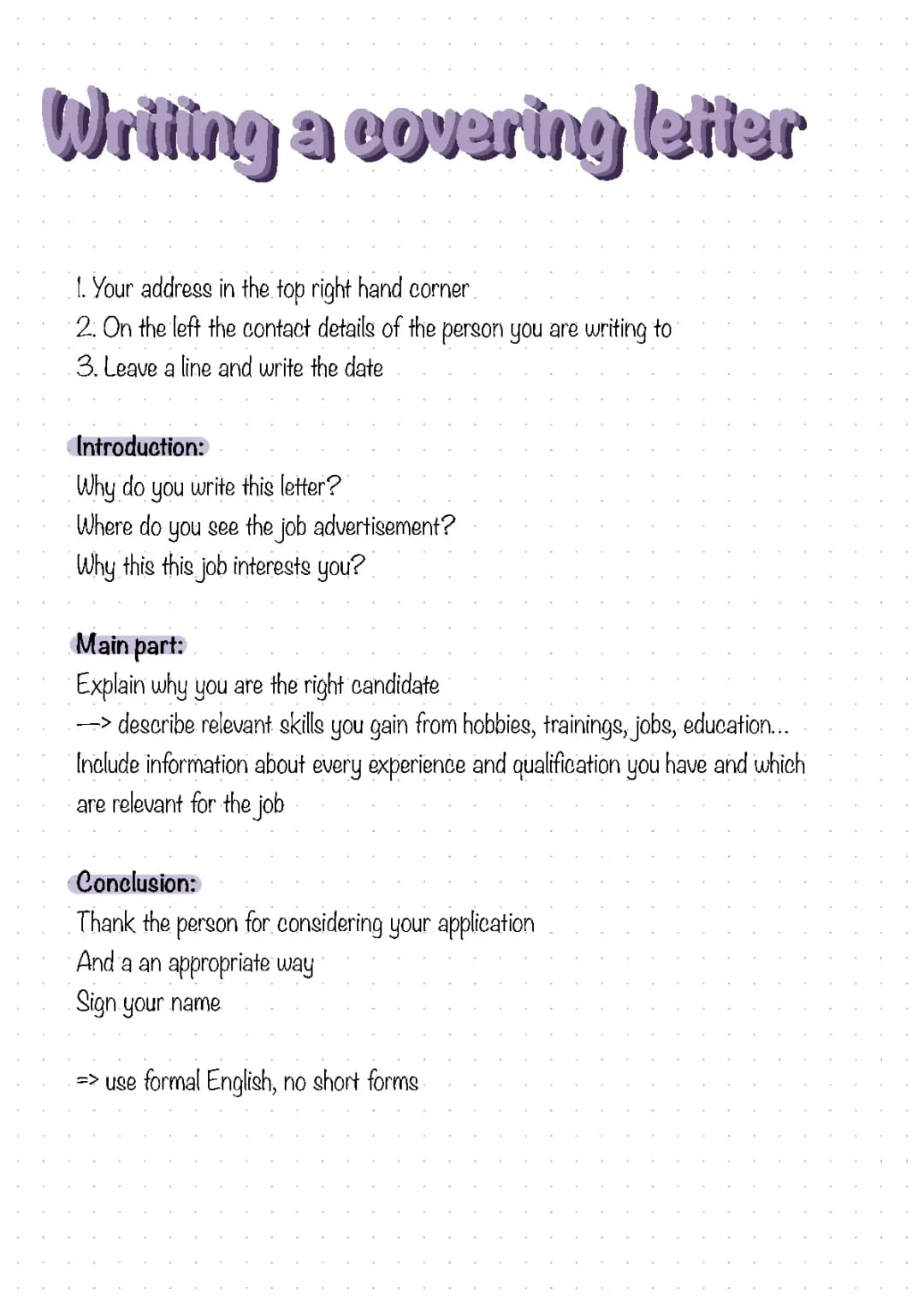 writing a covering letter 