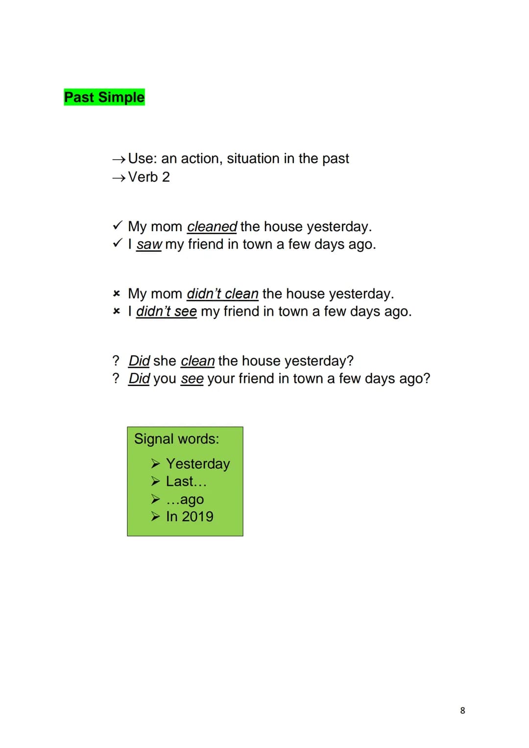 12
English
Tenses
0₂ Inhaltsverzeichnis
Overview...
Present Simple..
Present Continous..
Present Perfect..
Present Perfect Continous..
Past 
