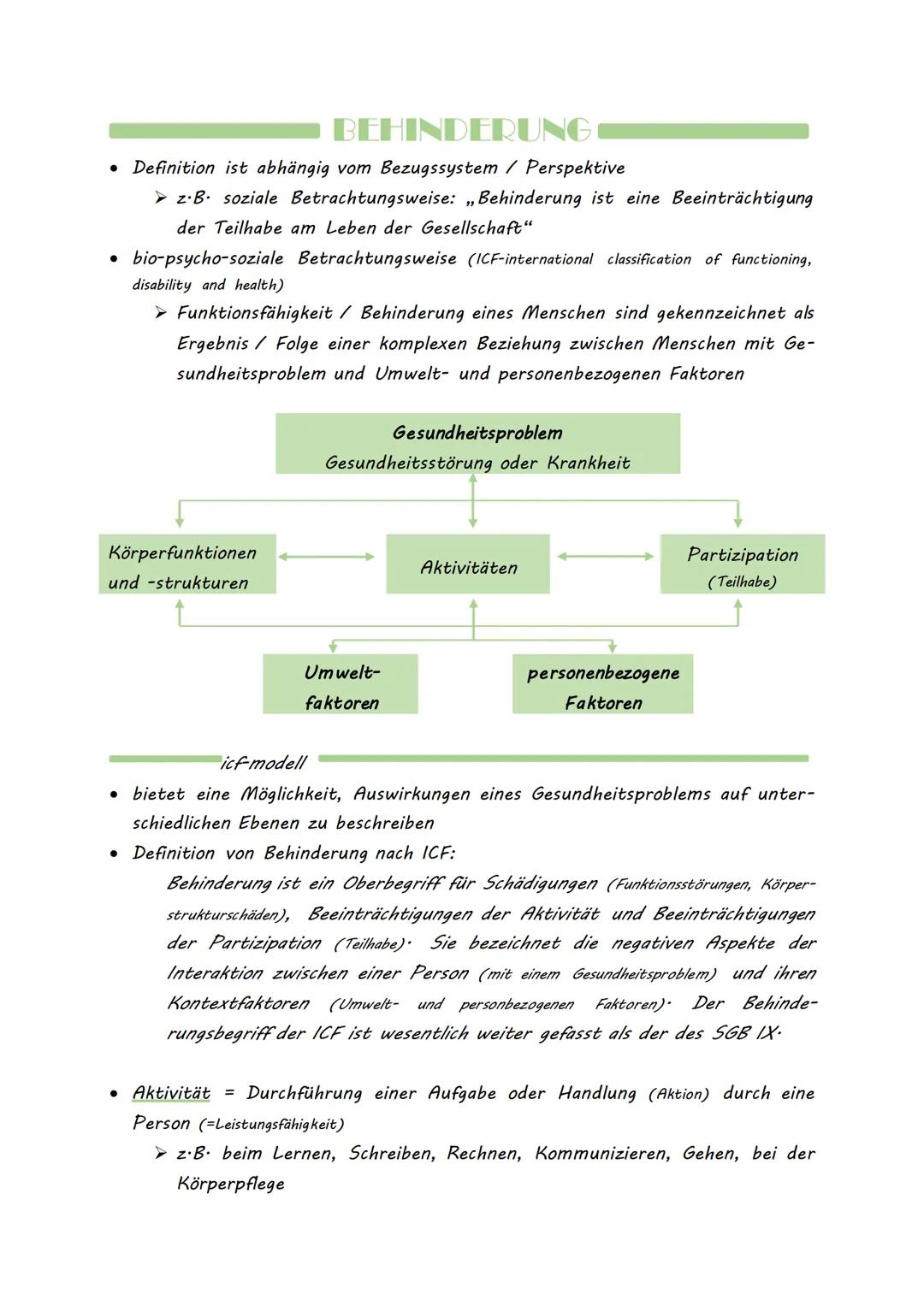 BEHINDERUNG
• Definition ist abhängig vom Bezugssystem / Perspektive
• bio-psycho-soziale Betrachtungsweise (ICF-international classificatio