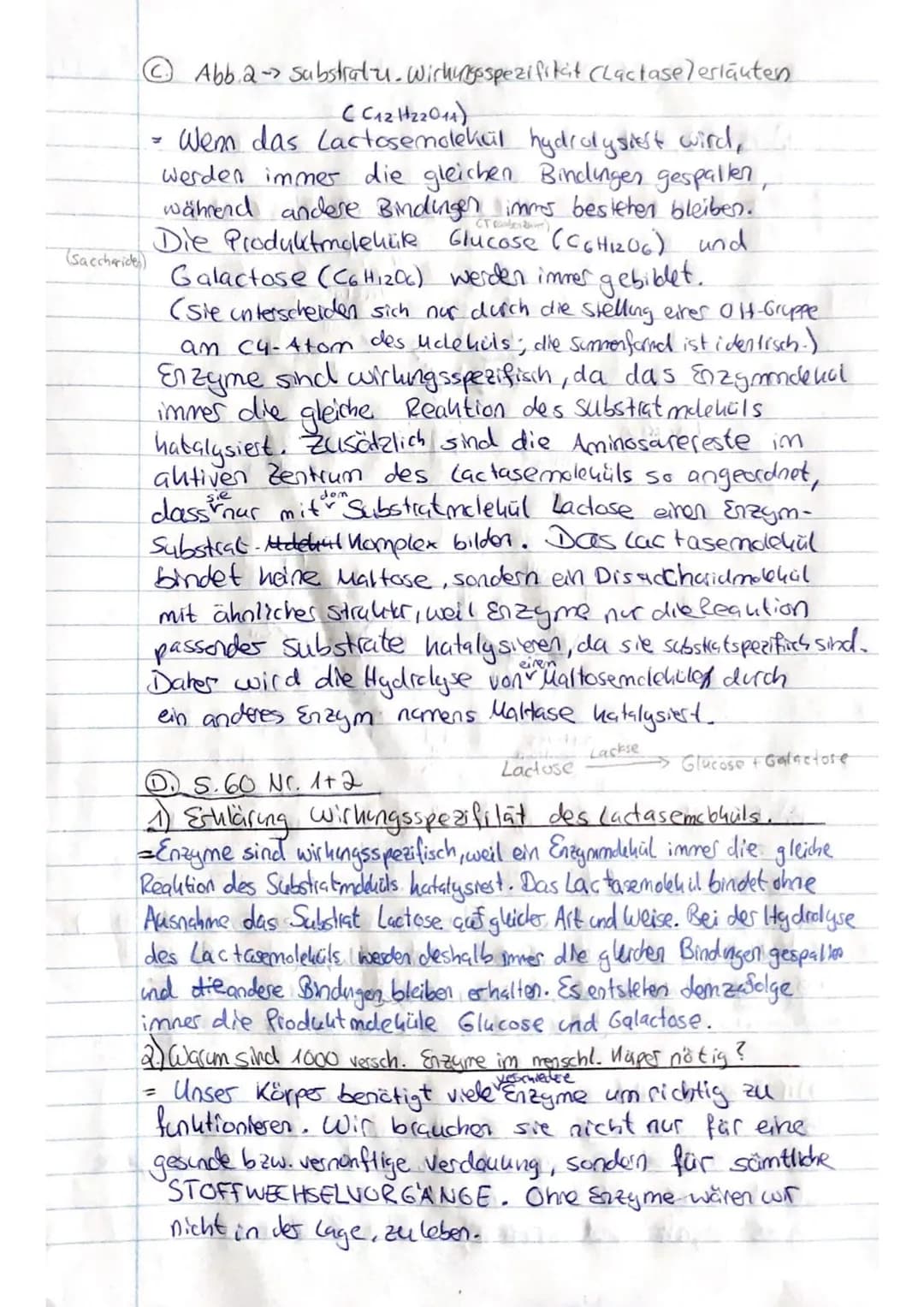 Eigenschaften von Enzymen
(4.) 5.60, Abb. 2
Substrat und
D
CH2Ó
Wasserstof-
brücke
Lactase
____2-5
wi
Wirkungsspezifität (Lactose)
OH
CH₂OH
