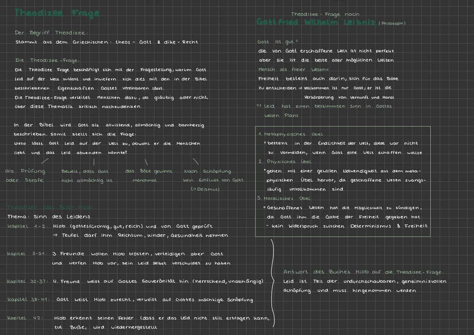 Theodizee Frage
Der Begriff Theodizee:
Stammt aus dem Griechischen: theos - Gott. & dike - Recht
Die Theodizee - Frage:
Die Theodizee Frage 