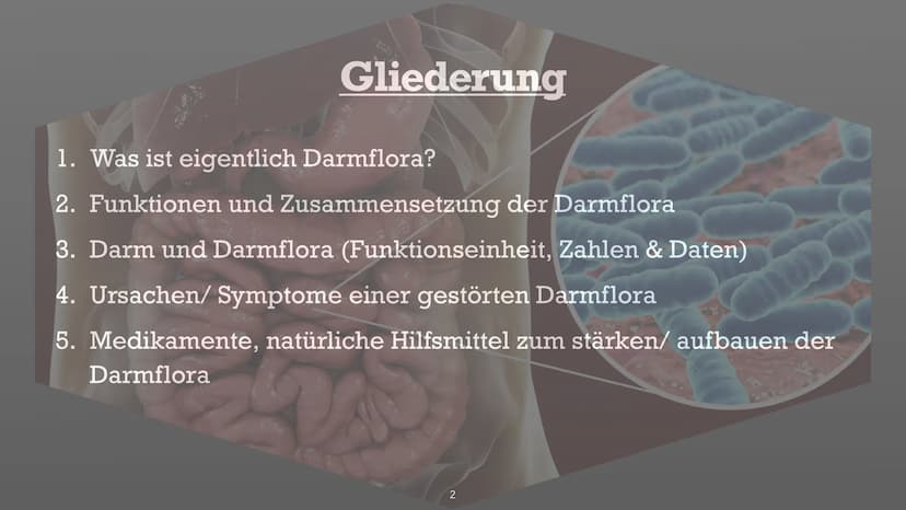 Symbiose- Darmflora
添 Handout Biologie: Symbiose Darmflora
Gliederung:
1. Was ist eigentlich Darmflora?
2. Funktionen, Zusammensetzung der D