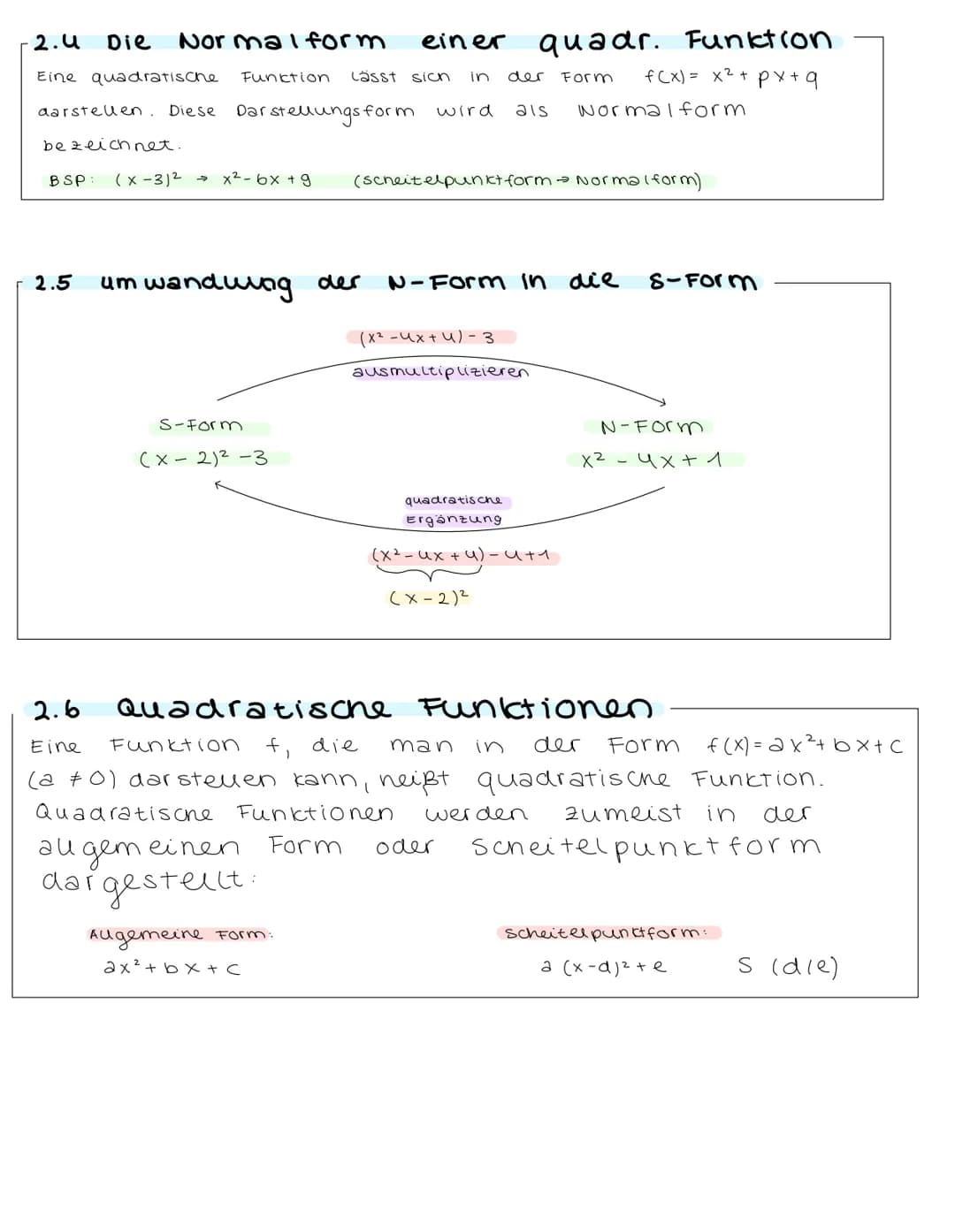 Quadratische Funktionen
2.1 Die Normalparabel
Die Funktion mit
Funktion.
• der
• der
Ihr
-nach
Eigentschaften
•Symetrisch zur y-Achse
• der 
